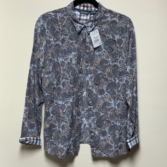 Adagio Plaid and Paisley Cotton Blouse - Picture 1 of 6
